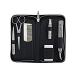 DOVO Set 6 – Premium Shavette en acier inoxydable, Klipette, Tondeuse nez et peigne à corne – Kit d'entretien de barbe de luxe