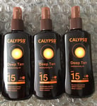 Calypso Deep Tanning Oil Spray with SPF15 3 x 200ml Sun Protection NEW