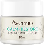 Aveeno Face CALM+RESTORE Oat Gel Moisturiser, 24-Hour Hydration, For Sensitive