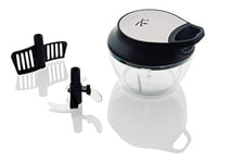 Jata HMAQ4501 Hachoir, mixeur manuel mini, lame en acier inoxydable avec 3 hauteurs, capacité 350 ml, hache tous types d'aliments, pelle pour fouetter, mélanger et émulsionner, sans BPA