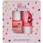 Miss Nella Butter Cheeks Set Lip Balm 3.4g & Peel Off Nail Polish Peach Slushie