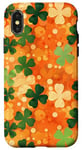 Coque pour iPhone X/XS Orange Abstrait Polka Dots Irish Shamrock Mandala Téléphone