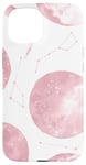 Coque pour iPhone 15 Pink Moon Phase Pattern With Star Constellation For Girls