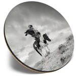 Round Single Coaster  - BW - Kazakh en Eagle Hunter Man  #35917