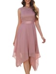 Berylove Robe Femme Soirée Robe De Mariée Femme Dentelle Asymétrique BLP7039 Blush L