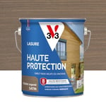 V33 Lasure Bois extérieur Cèdre argenté satin - Haute Protection 8 ans - Haute résistance hydrofuge et anti-UV - Résiste aux variations du bois - Ecolabel, résine d'origine végétale - 2,5L