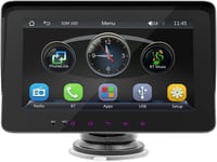 Portable Autoradio,7 Pouces FM Radio Voiture sans Fil avec télécommande au Volant Support réglable,Prise en Charge Carplay Android,BT Appel Mains Libres,Double USB,Auto Phone Link(Q765)