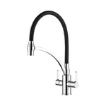 Ibergrif M22142-2 Robinet de cuisine extractible avec 2 fonctions de pulvérisation, mélange d'évier avec bec flexible Noir