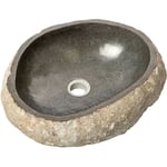 Vasque à poser / lavabo en pierre naturelle coloris Gris - Longueur 45 x Hauteur 15 x Profondeur 40 cm Pegane