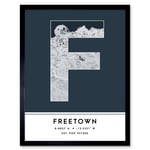 Freetown Sierra Leone City Map Modern Typography Stylish Letter Framed Word Wall Art Print Poster for Home Décor