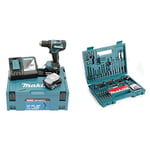 Perceuse visseuse 18V LXT (2x5,0 Ah) en MAKPAC - MAKITA DDF485RTJ & B-53811 Ensemble d'accessoires multicolores, 100 pièces