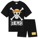 One Piece Boys Short Pyjamas Set, Breathable Lounge Wear - Anime Gifts (Black, 9-10 Years)