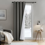 MIULEE Rideau Thermique Isolant Anti Froid et Chaleur avec Doublure, Gris Rideau de Porte Isolant Thermique Lot de 1 (L 140 x H 200 CM), Double Rideaux Occultant et Thermique Epais 132x225 CM