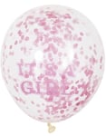 6 stk 30 cm It’s a Girl Rosa Konfettiballonger