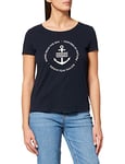 Tom Tailor Denim Women's 1031478 Basic Logo t-Shirt, 10668-Sky Captain Blue, S