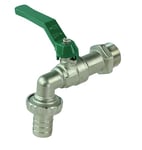 GASMIS Robinet à Boisseau de Haute Qualité - Fabriqué en Italie - Robinet de Jardin en Laiton 1" 33,25mm - avec Embout Tuyau cannelé, pour Extérieur et Intérieur, Vert, 1 Pièce