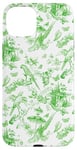 iPhone 15 Plus Kelly Green Toile Chinoiserie - Parrots Flowers Butterflies Case