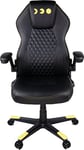 Konix Pac-Man Chaise de Bureau Gaming - Inclinaison siège 15° - Cuir polyuréthane Lisse - Noir et Jaune