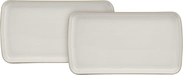 Denby - Natural Canvas Serving Platter Tray Set of 2 - Rectangular Ceramic Ston