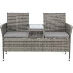 SVITA CHICAGO banc en rotin banc de jardin salon coin salon gris