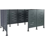 Abri de poubelles extérieur conteneurs à ordures 151x326x166 en métal anthracite avec dispositif pour ancrage béton