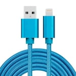 SiGN USB kabel Lightning kontakt för iPhone & iPad Blå/Nylon, 2m