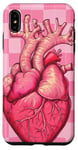 Coque pour iPhone XS Max Rose Pop Art Anatomique Coeur Carreaux