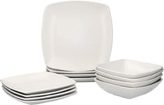 Creative Tops Raven White 12 Piece Dinner Set Square Ceramic Service For 4