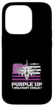 Coque pour iPhone 14 Pro Purple Up Drapeau militaire pour enfant Motif drapeau américain