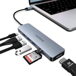 Adaptateur 7 En 1 Usb C Vers Hdmi Hopday Usb C,Avec Hdmi 4K,100 W Pd,Ports De Données Usb 3.0 5 Gbps,Lecteur De Carte Sd/Tf,Station D'Accueil Pour Macbook Air/Pro,Ipad,Windows