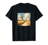 Wheat Fields With Windmills Landscape Vintage Graphic T-Shirt