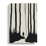 Man In The Forest White, Black, Grey Canvas Print for Living Room Bedroom Home Office Décor, Wall Art Picture Ready to Hang, 30x20 Inch (76x50 cm)