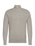 Slhremy Ls Knit All Stu Half Zip W Camp Tops Knitwear Half Zip Jumpers Grey Selected Homme