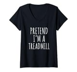 Womens Halloween Costume Pretend I'm A Treadmill Simple Easy V-Neck T-Shirt