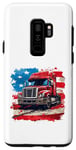 Coque pour Galaxy S9+ Camion conducteur patriotique drapeau USA rouge blanc et bleu camions fourgon