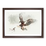 Big Box Art Eagle Attack in Abstract Framed Wall Art Picture Print Ready to Hang, Walnut A2 (62 x 45 cm)