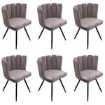 CHARLOTTE - Lot de 6 Chaises Velours Gris