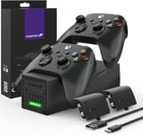 Double Chargeur De Manette | Compatible Xbox Series X/S 2020 (Pas Xbox One/360) + 2 Batteries Rechargeables Fournies | Charge Rapide 2 Manettes| Station De Chargement Et De Rangement - Noir