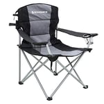 SONGMICS Chaise de Camping Pliante XL, avec Coussin en éponge, Large et Confortable, Structure Durable, Charge Max 150 kg, Chaise d'extérieur, Noir GCB07BK