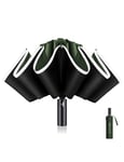 XIXVON Parapluie Pro (10 Baleines, Vert) | Parapluie Inversé, Protection UV 50+ à 99%, Bande De SéCurité RéFléChissante, RéSistant Au Vent, Portable, Automatique, Pliant