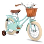 STITCH MANCHI 16 inch kids bike for 4-7 Years Girls,16 inch wheels Girls bike with Stabilisers & Baskets,Green