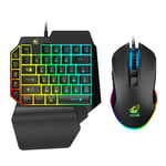 UrChoiceLtd One Hand Gaming Keyboard and Mouse Combo, Wired 39 Keys Mechanical Feel Rainbow Backlit with Wrist Rest For PC/Xbox/PS4 Portable Mini Single-Handed Keyboard&RGB Gaming Mouse(Black)