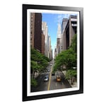 Big Box Art Framed Print of New York City Street Empire State Building Design | Wall Art Picture | Home Decor for Kitchen, Living Room, Bedroom, Hallway, Black, A2 / 24.5x18 Inch / 62x45cm