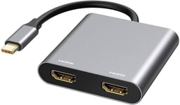 Adaptateur Usb C Vers Double Hdmi 4K @ 60 Hz,Usb Type C Vers Double Écran,Hub Usb C Avec 2 Stations D'Accueil Hdmi 4K @ 60 Hz,Pour Ordinateur Portable/Macbook/Galaxy S9/S9+(Uniquement Sur Windows