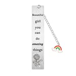 Inspirational Bookmark, Inspirational Gifts for Girl Gifts Girl Christmas Birthday Gifts for Daughter Granddaughter Sister Friend, Sunflower Bookmark, Beautiful Girl You Can Do Amazing Things