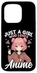 Coque pour iPhone 15 Pro Just a Girl Who Loves Anime Merch Afro-Américain Afro