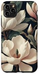 Coque pour iPhone 11 Pro Max Magnolias crémeux élégants sur fond sombre