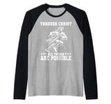 Football rugby christian through christ all things fun jesus Raglan Baseball Tee