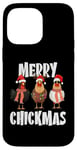 Coque pour iPhone 14 Pro Max Merry Chickmas Chapeau de Père Noël lumineux Motif poule