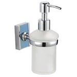 MSV Soap Dispenser Alba of Zinc, Fabric, Silver, 6.5 x 12.7 x 16.6 cm